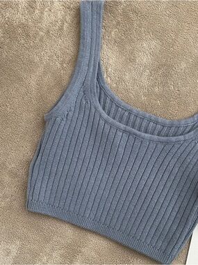 Aritzia Wilfred Manila Cropped Tank Granite Blue